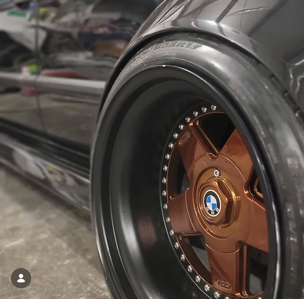 BMW wheel with BMW logo