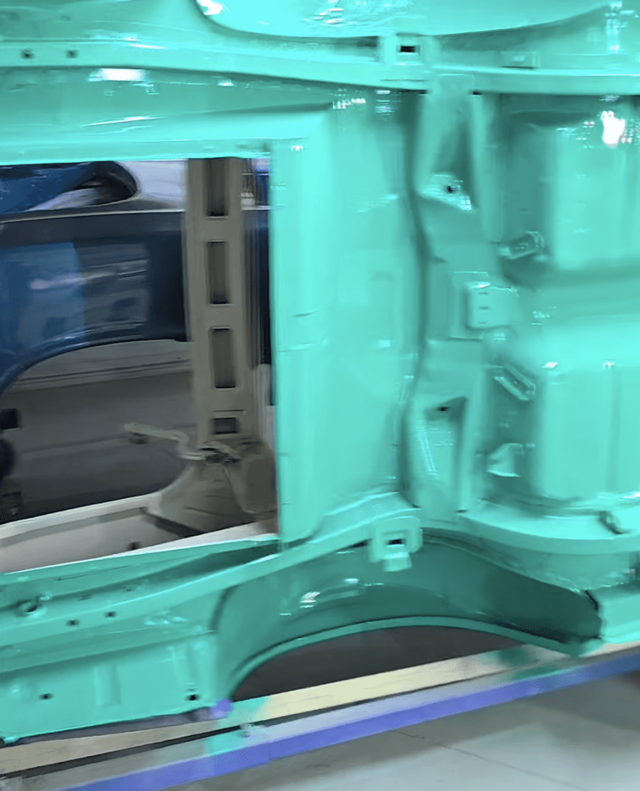 aqua blue car part taken off the car