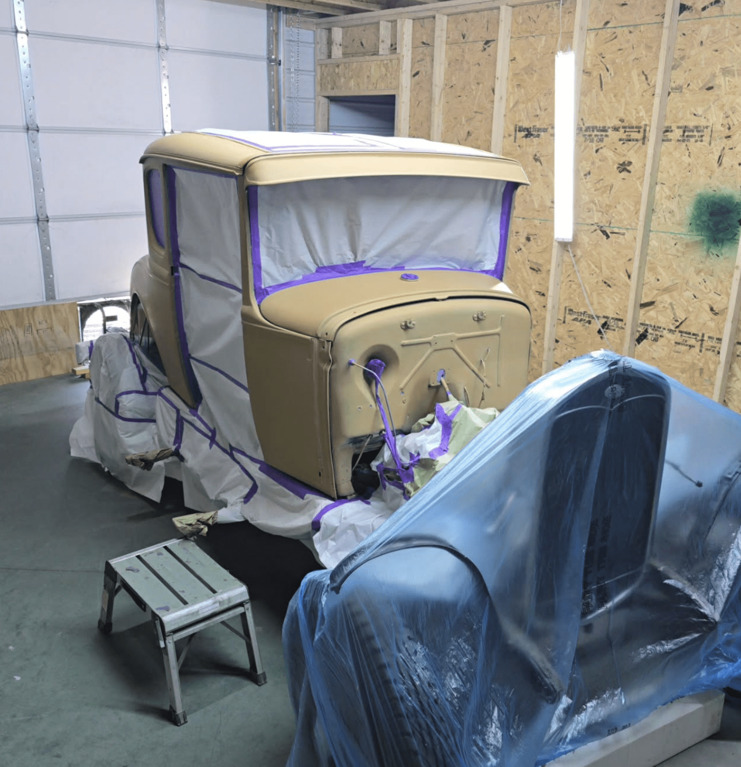 vintage car getting ready to be painted